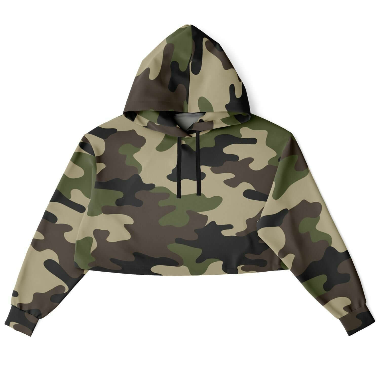 Camo Cropped Hoodie | Mongoose Green & Dark Olive