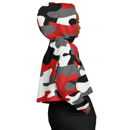 Red Black & White Camo Cropped Hoodie