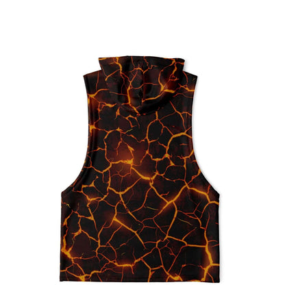 Sleeveless Hoodie For Men | Red Molten Lava