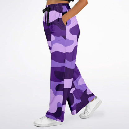 Camo Wide Leg Pants For Women | Purple Grape & Mauve