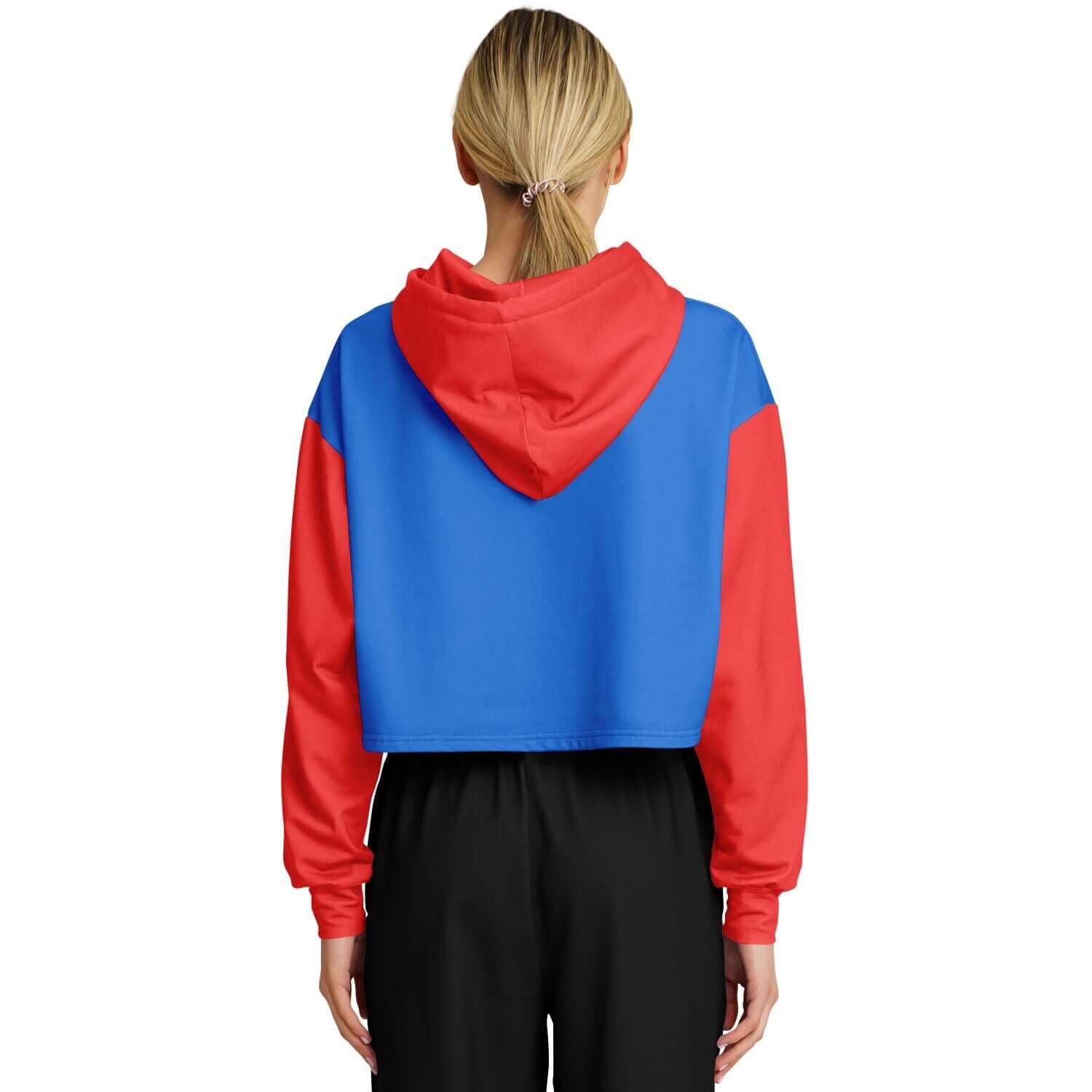 Red & Blue Pop Art Cropped Hoodie