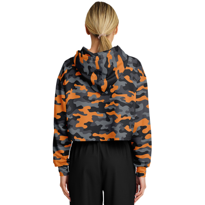 Cropped Hoodie | Military Orange, Gray & Black