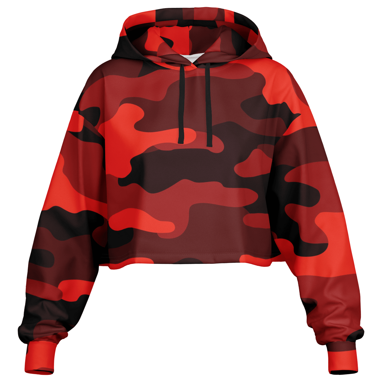 Red Camo Cropped Hoodie For Women