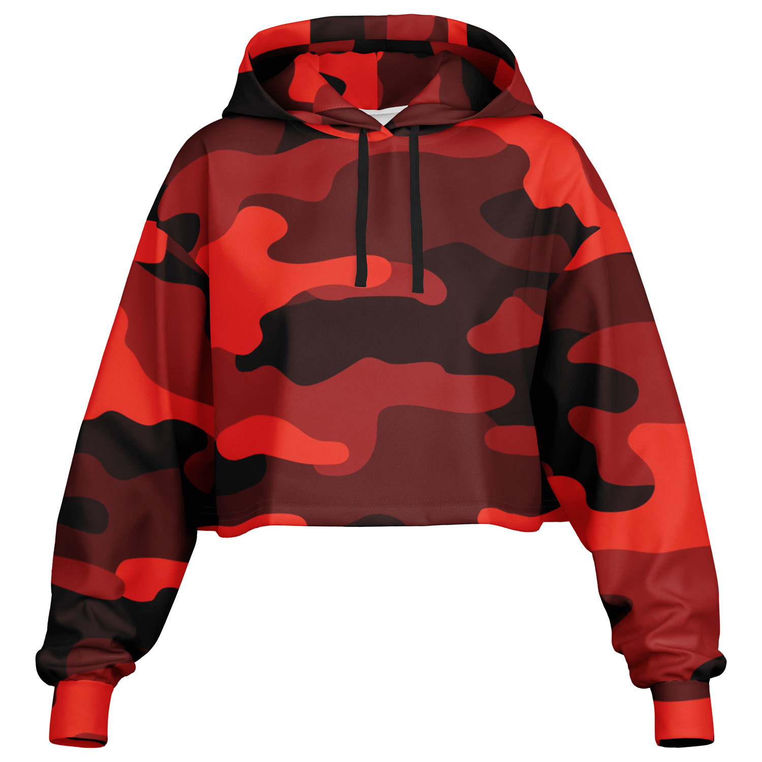 Red Camo Cropped Hoodie For Women