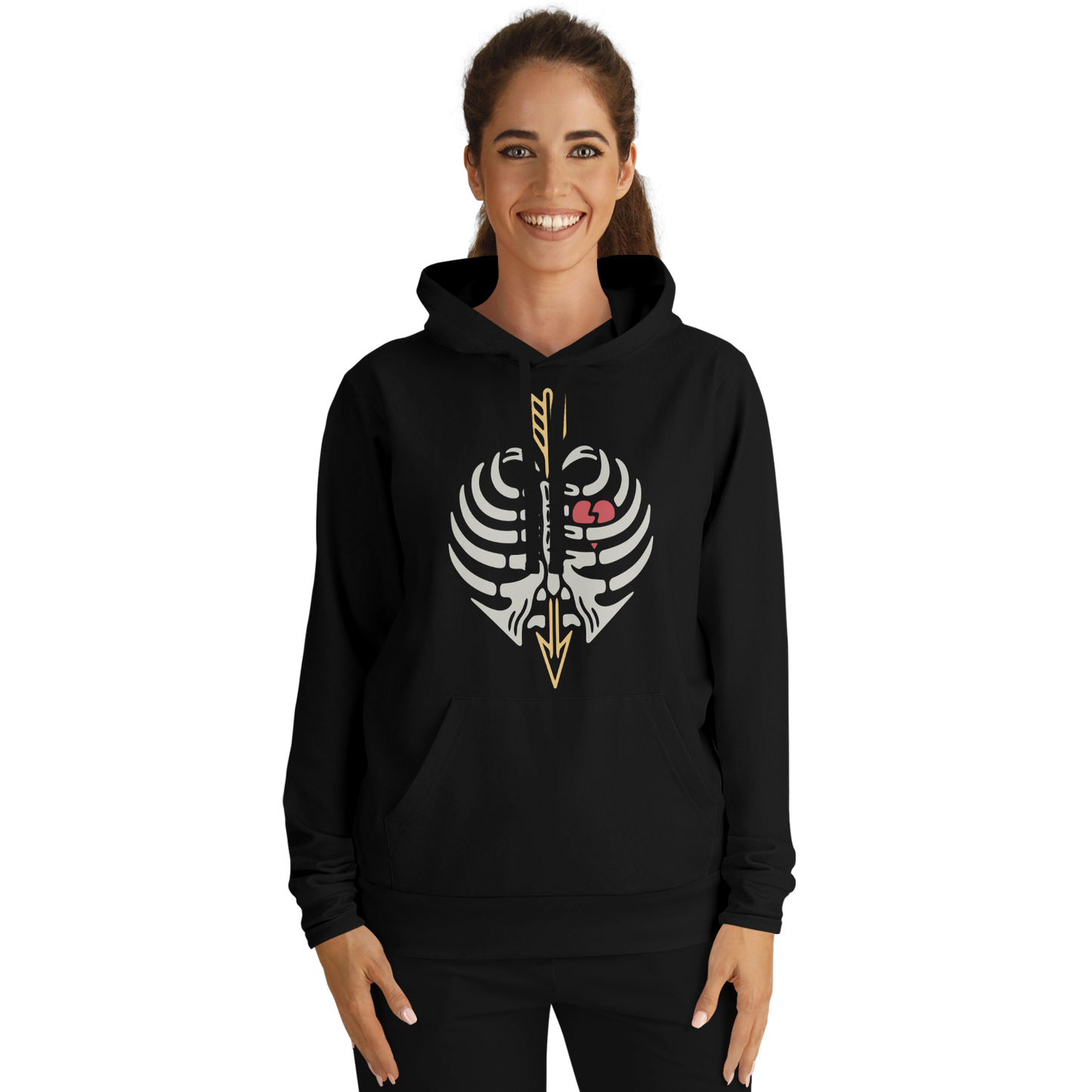 Human Rib Cage Hoodie With a Heart & Arrow