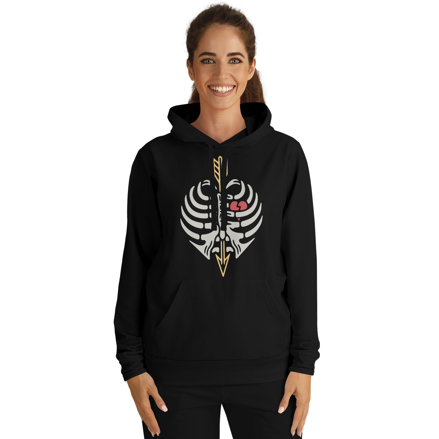 Human Rib Cage Hoodie With a Heart & Arrow