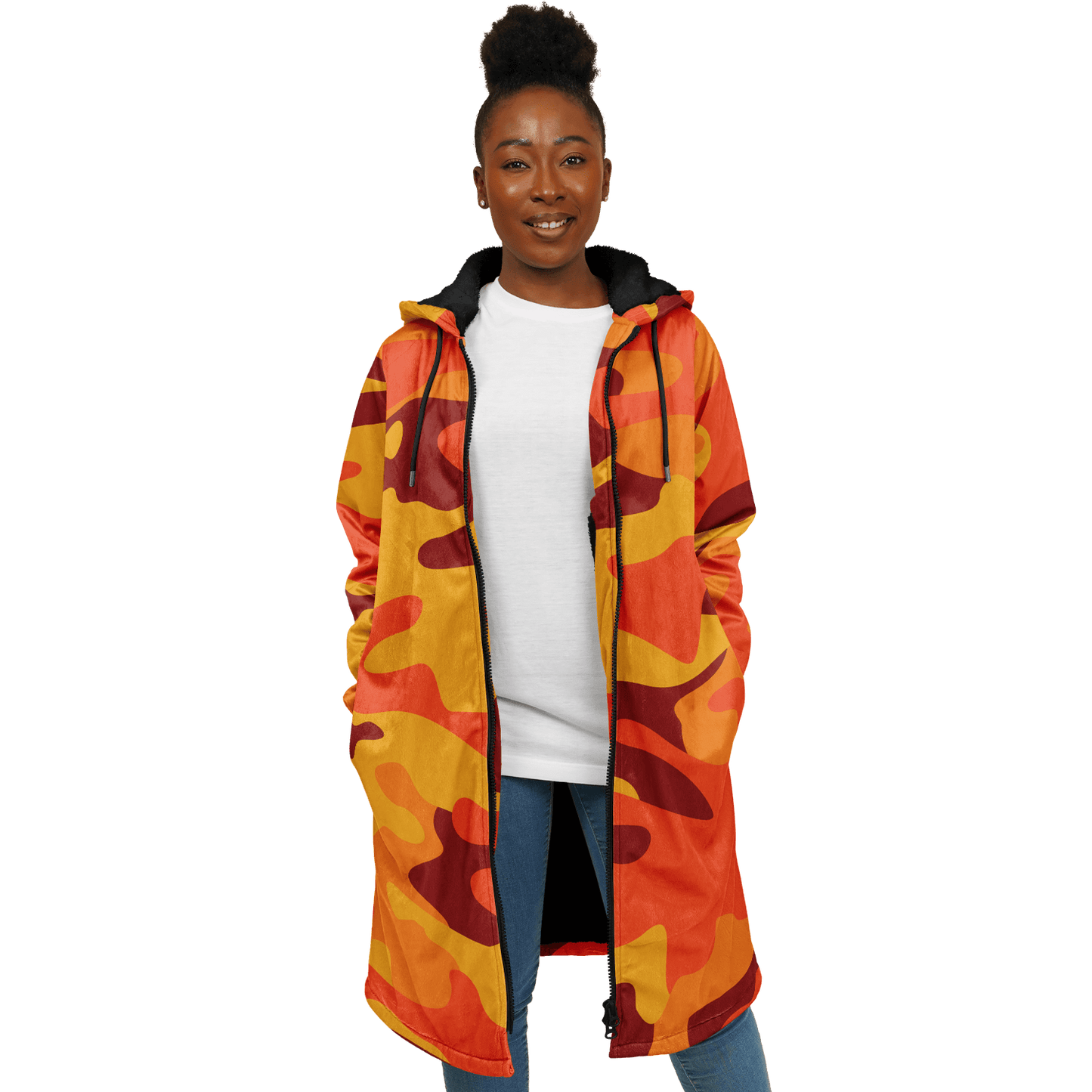 Orange & red Camo Cloak With a Zipper