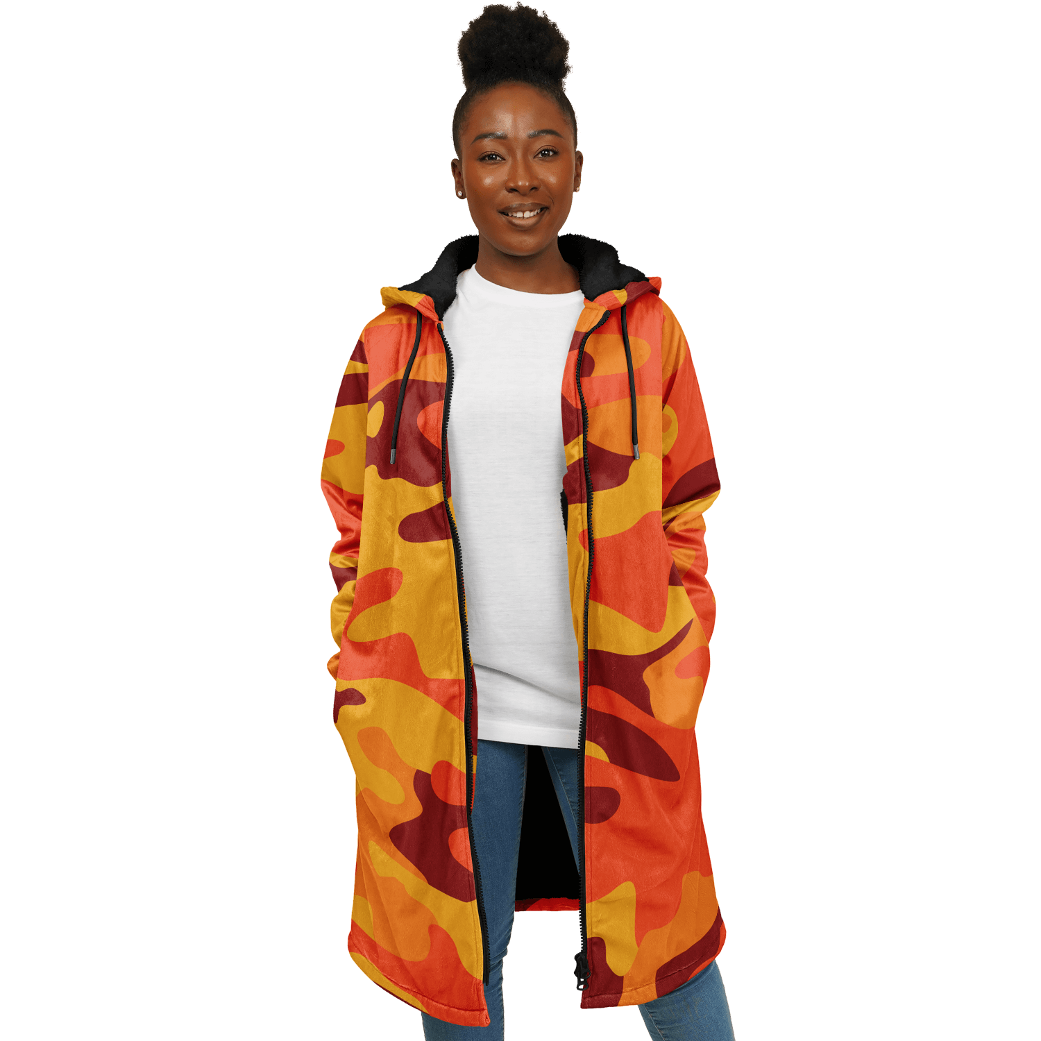 Orange & red Camo Cloak With a Zipper