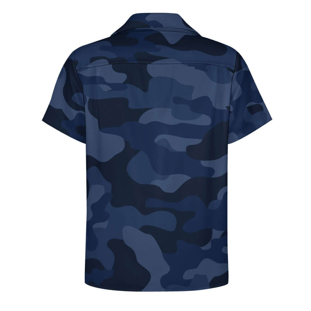 Blue Camouflage Cuban Collar Shirt