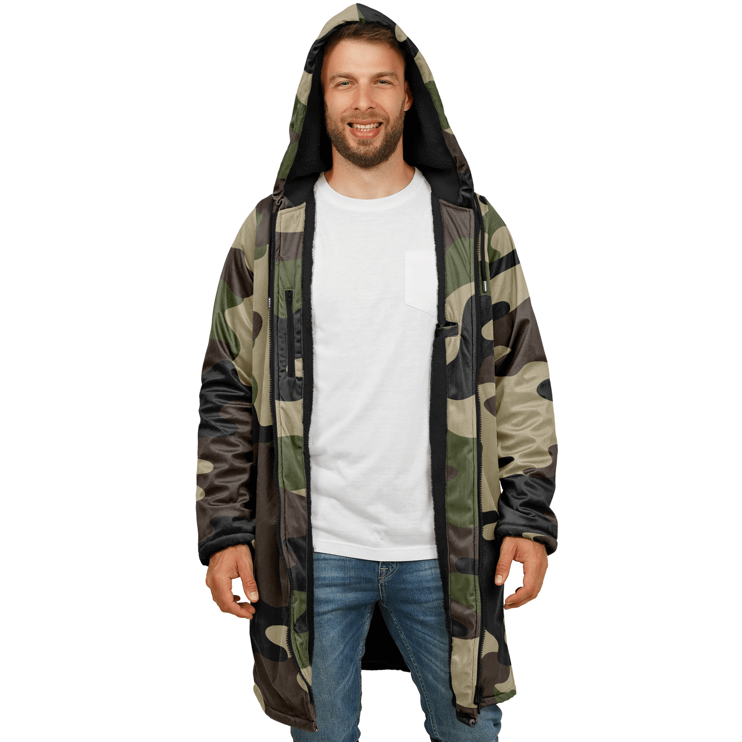 Classic Green Camo Cloak With a Zipper