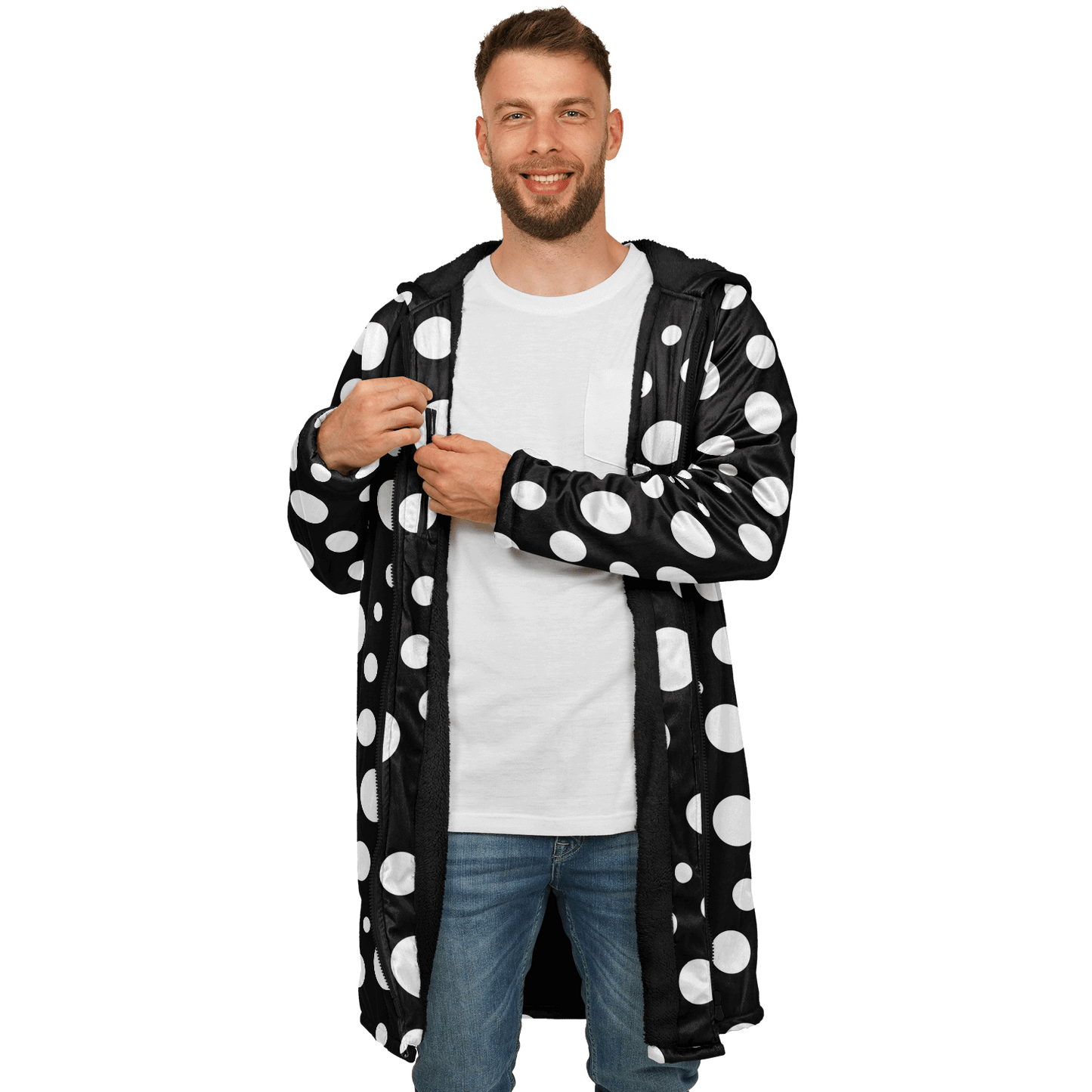 Black & White Polka Dots Cloak With a Zipper