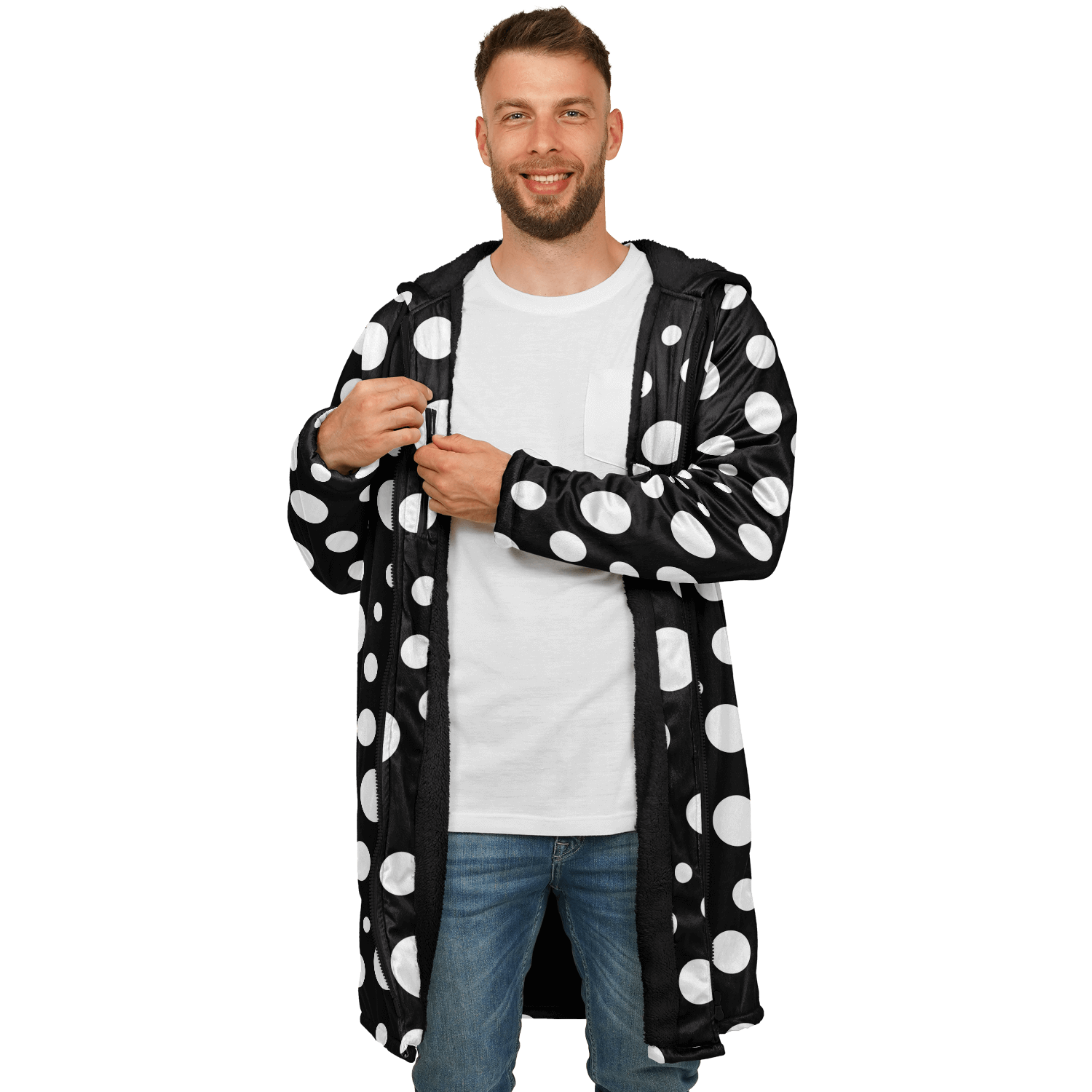 Black & White Polka Dots Cloak With a Zipper