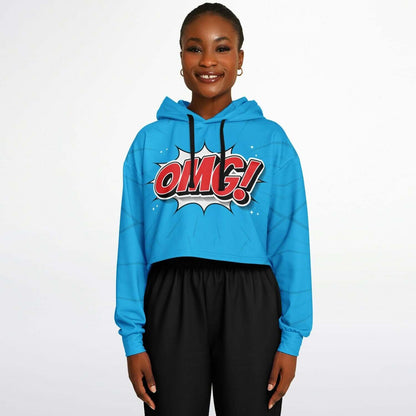 Red & Blue OMG Cropped Hoodie