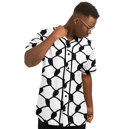 Keffiyeh Baseball Jersey | Black & White