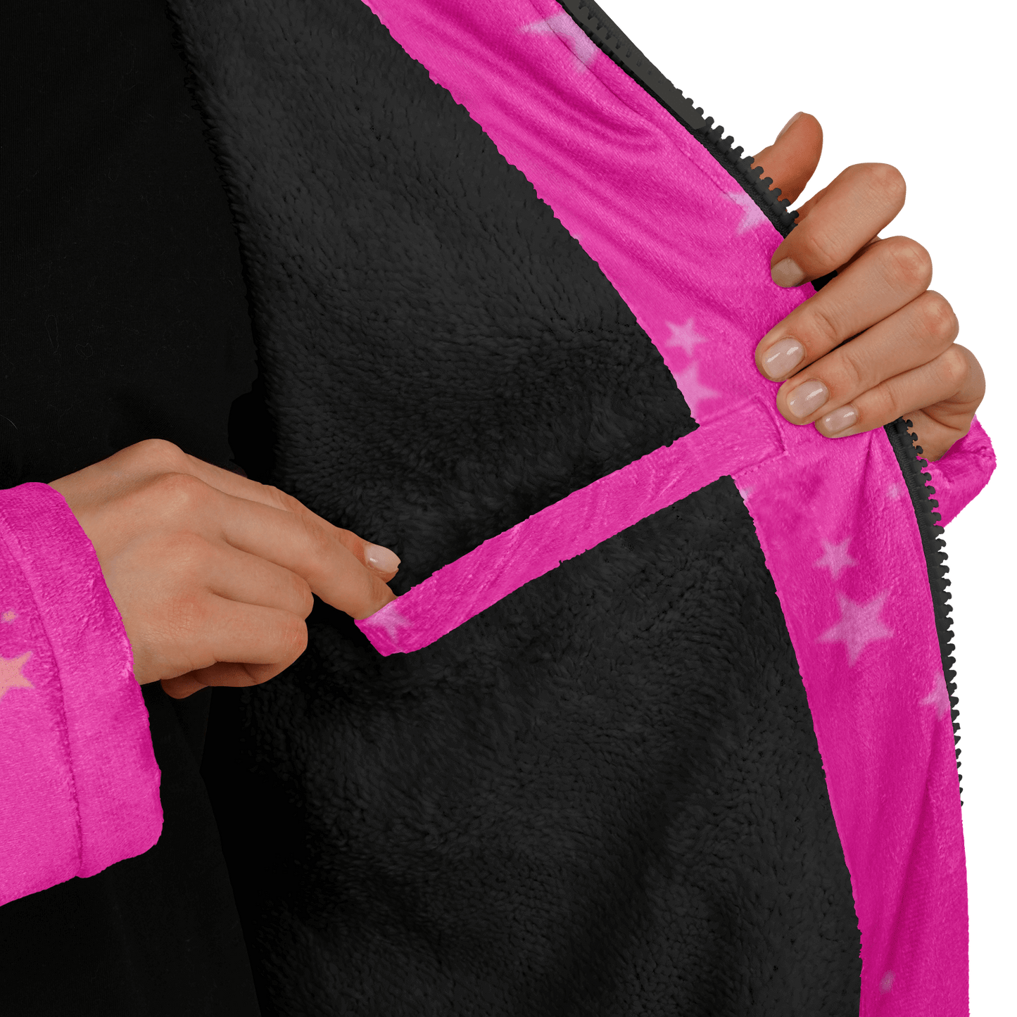 Funky Deep Pink Stars Zipper Cloak | Ribooa