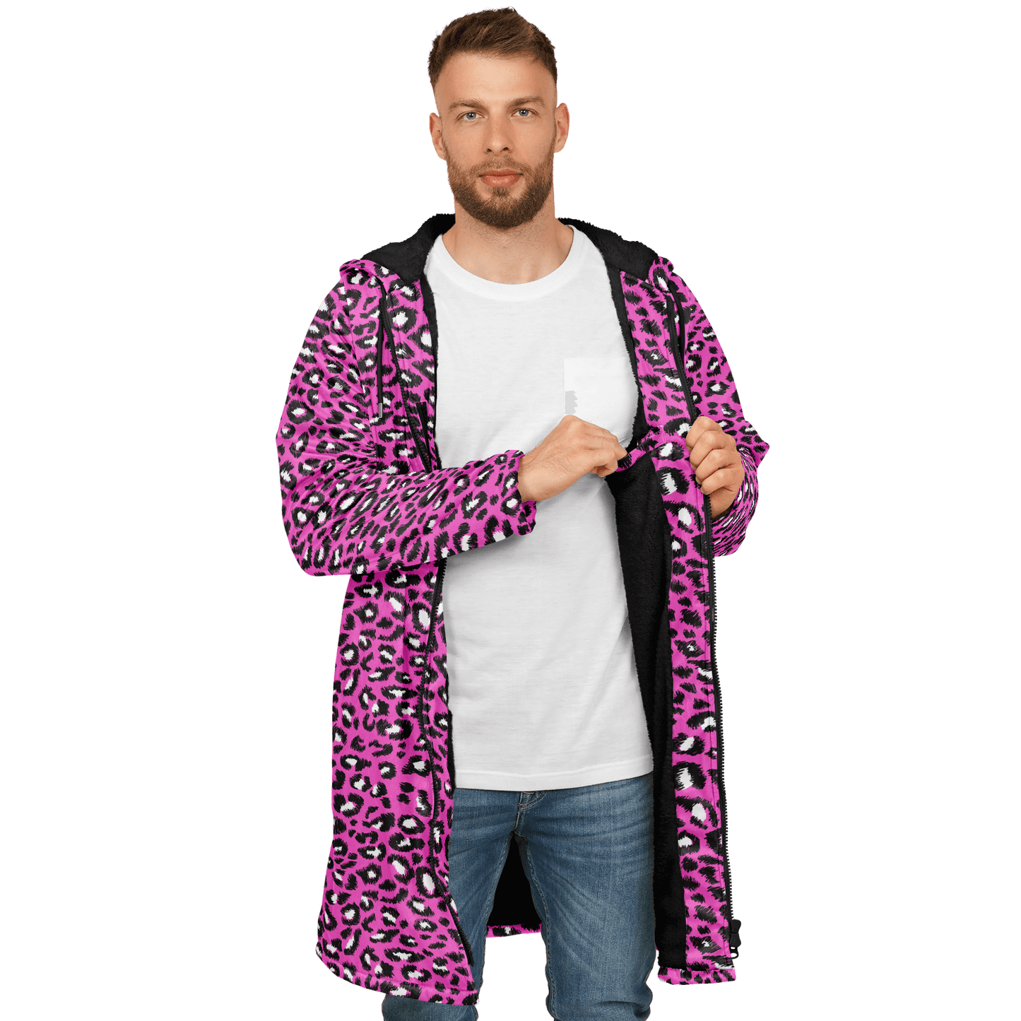 Pink Leopard Cloak With a Zipper