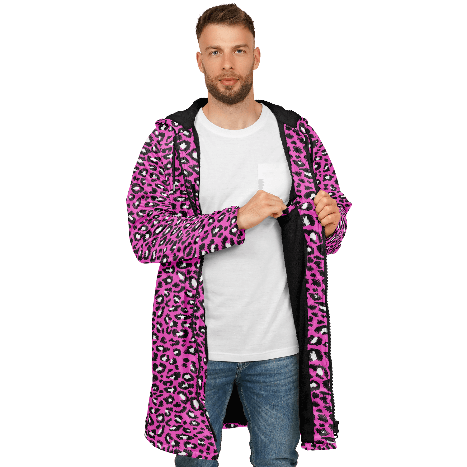 Pink Leopard Cloak With a Zipper