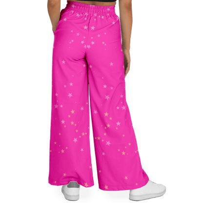 Women's Wide Leg Pants | Pink Stars HD Print