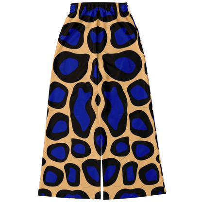 Women's Wide Leg Pants | Leopard Black & Blue