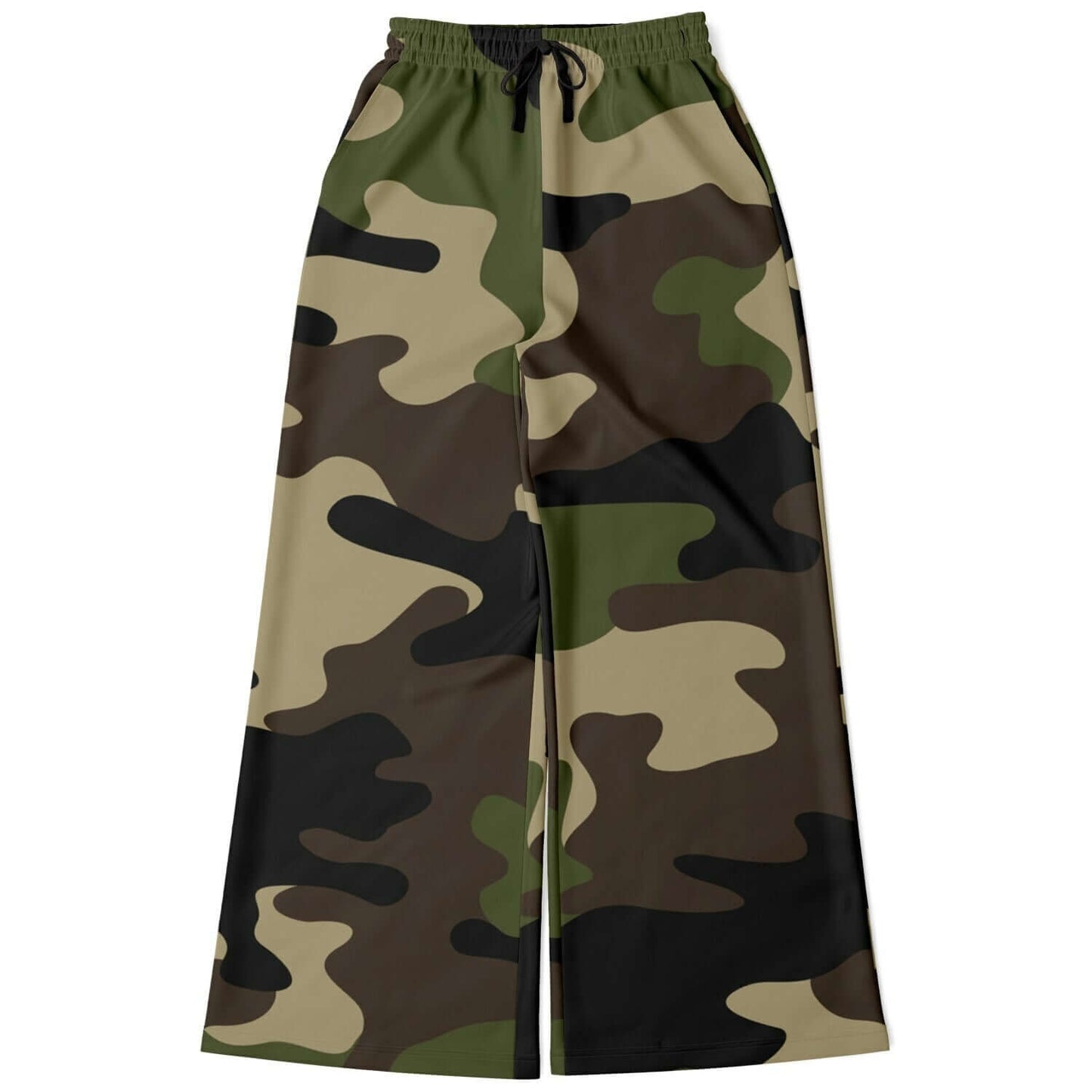 Camo Wide Leg Pants For Women | Olive Green & Brown