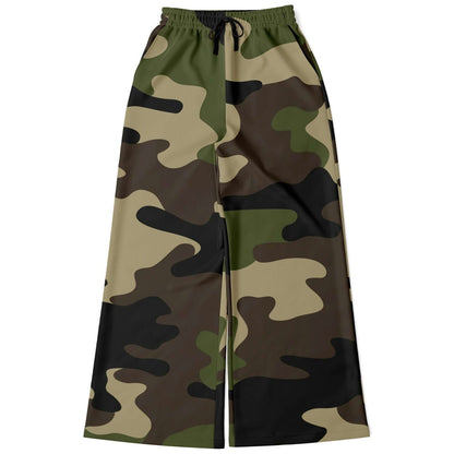 Camo Wide Leg Pants For Women | Olive Green & Brown