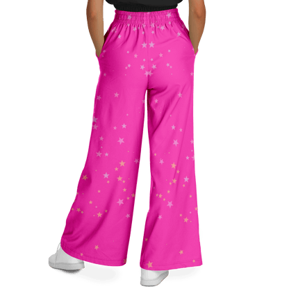 Women's Wide Leg Pants | Pink Stars HD Print