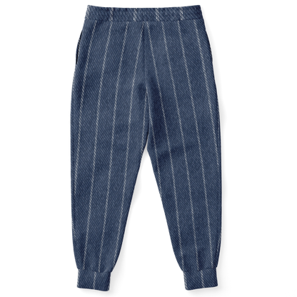 Denim Joggers | Indigo Blue | Pinstriped Fabric Texture