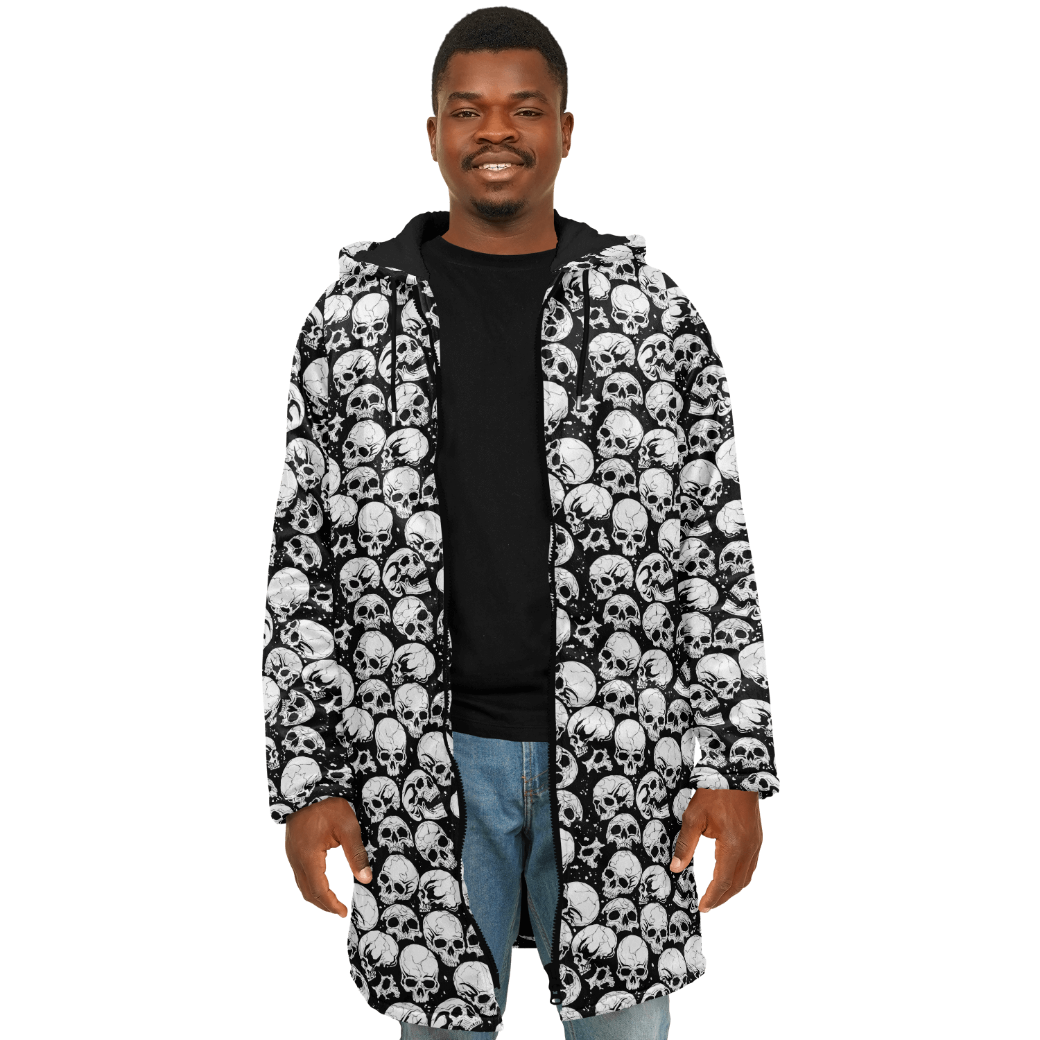 Skulls Zipper Cloak | Black & White