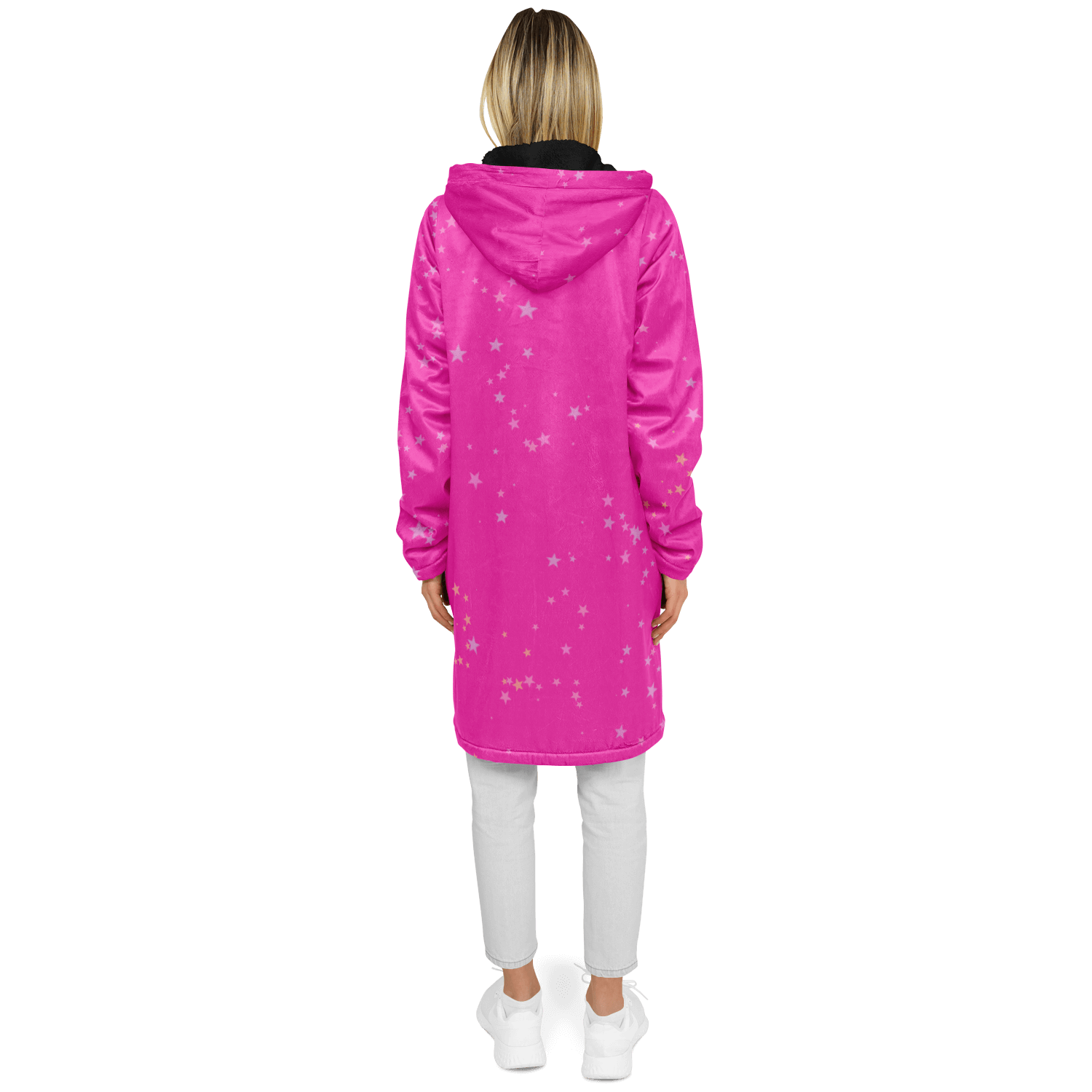 Funky Deep Pink Stars Zipper Cloak | Ribooa