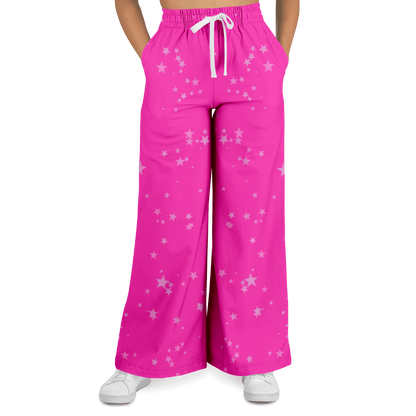 Women's Wide Leg Pants | Pink Stars HD Print