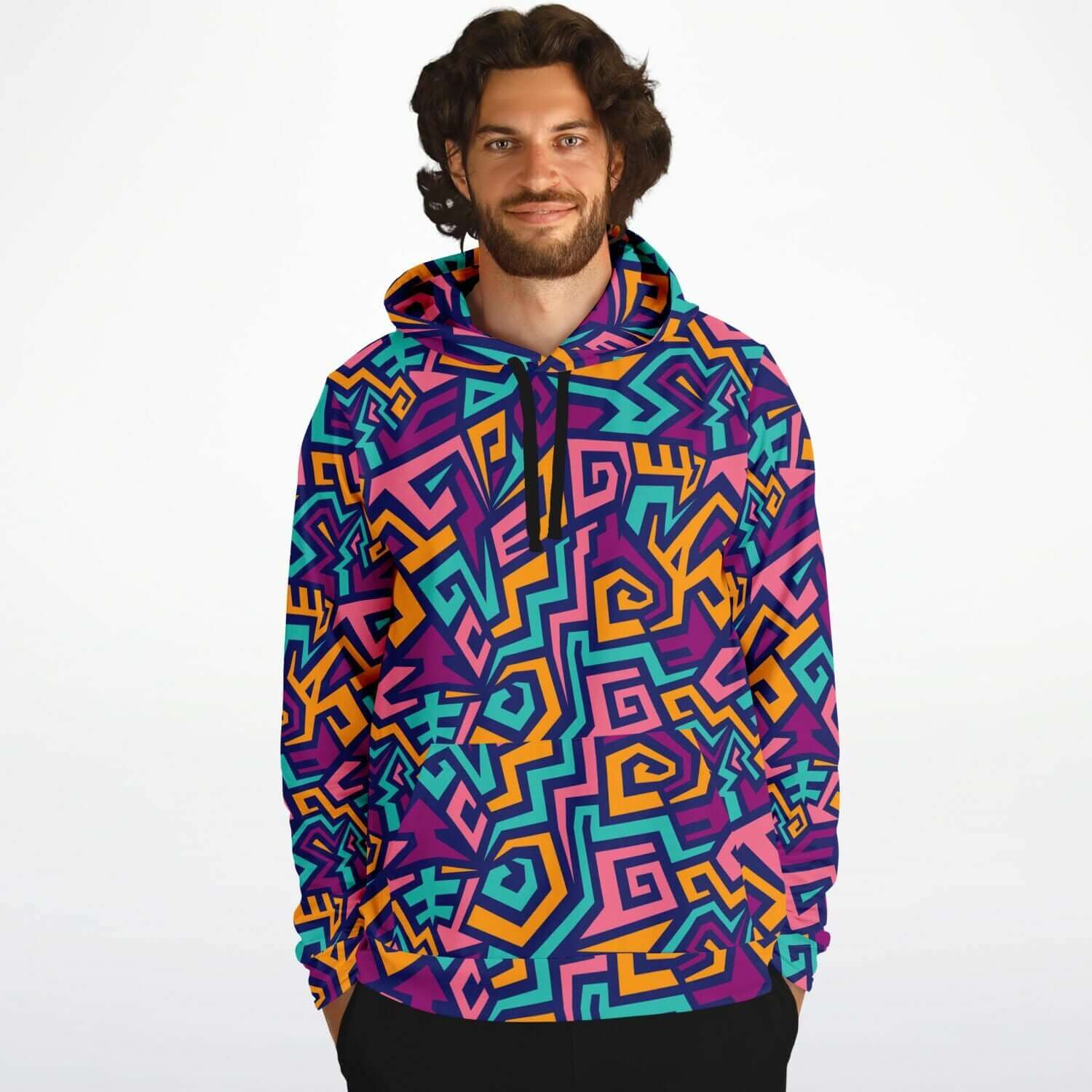 Maze Pattern Hoodie | Colorful Street Art Style