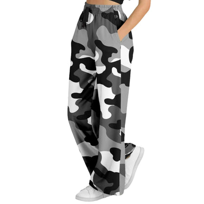 Camo Wide Leg Pants For Women | Black Gray & White