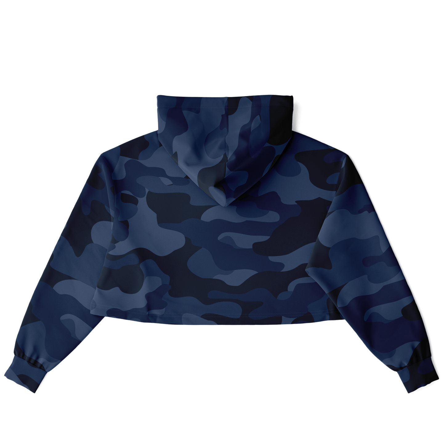 Deep Blue Camo Cropped Hoodie For Women