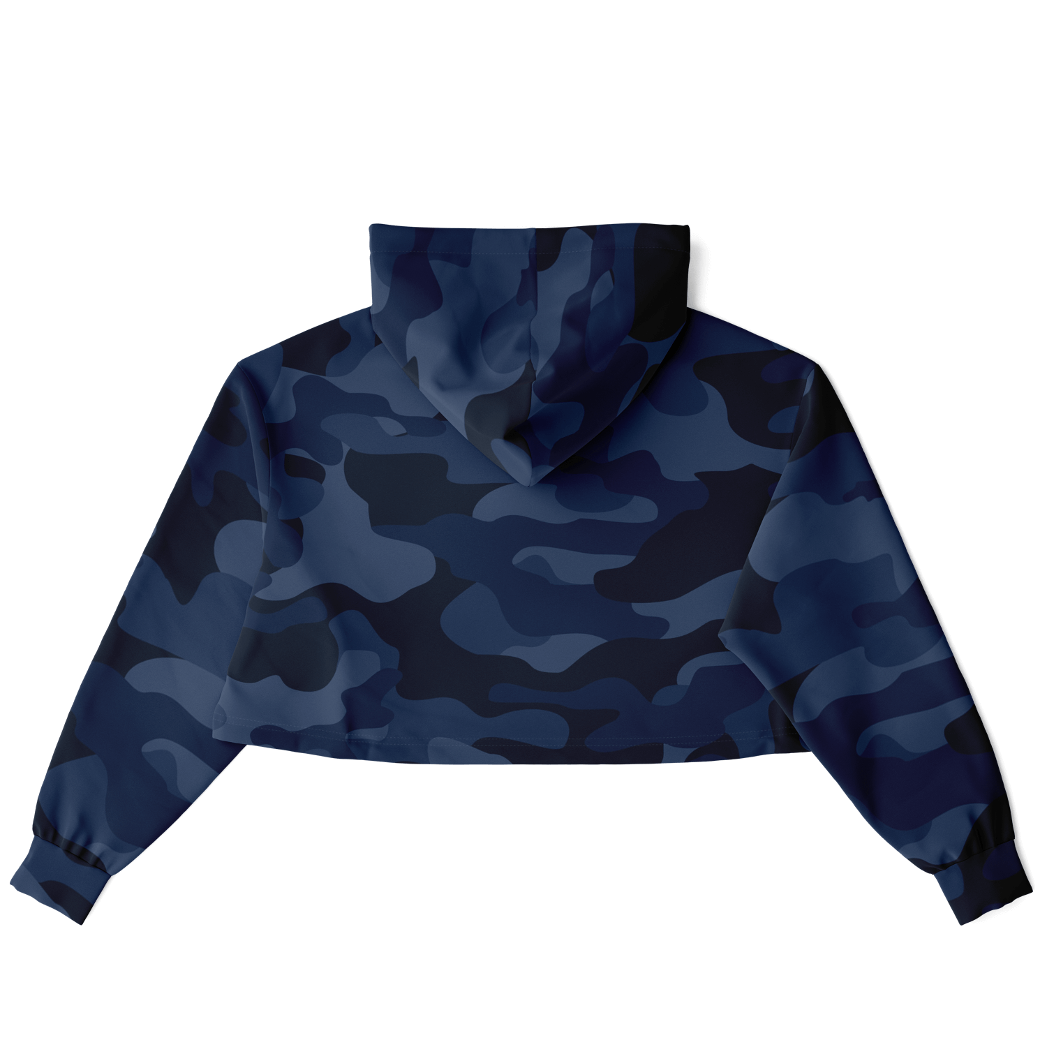 Deep Blue Camo Cropped Hoodie For Women