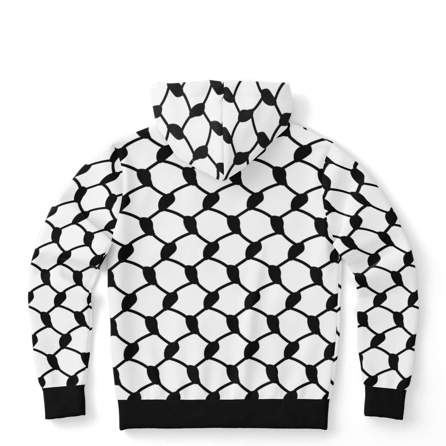 Keffiyeh Hoodie | Unisex | Black & White Large Knots