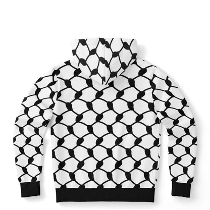 Keffiyeh Hoodie | Unisex | Black & White Large Knots