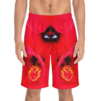 Board Shorts | Red flowers - Ribooa