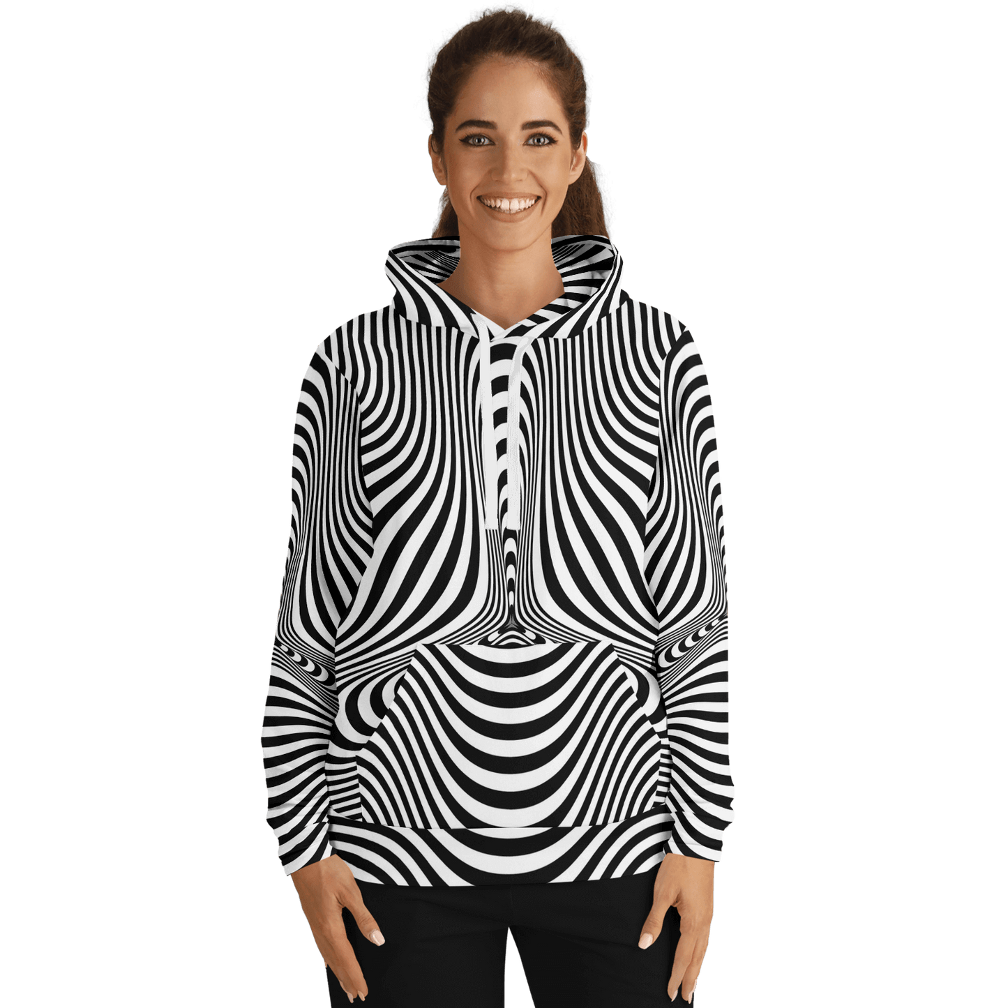 Psychedelic Hoodie | Hypnotic Pattern With Black & White Striped