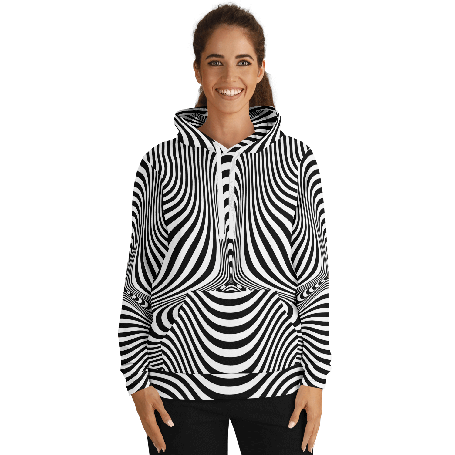 Psychedelic Hoodie | Hypnotic Pattern With Black & White Striped