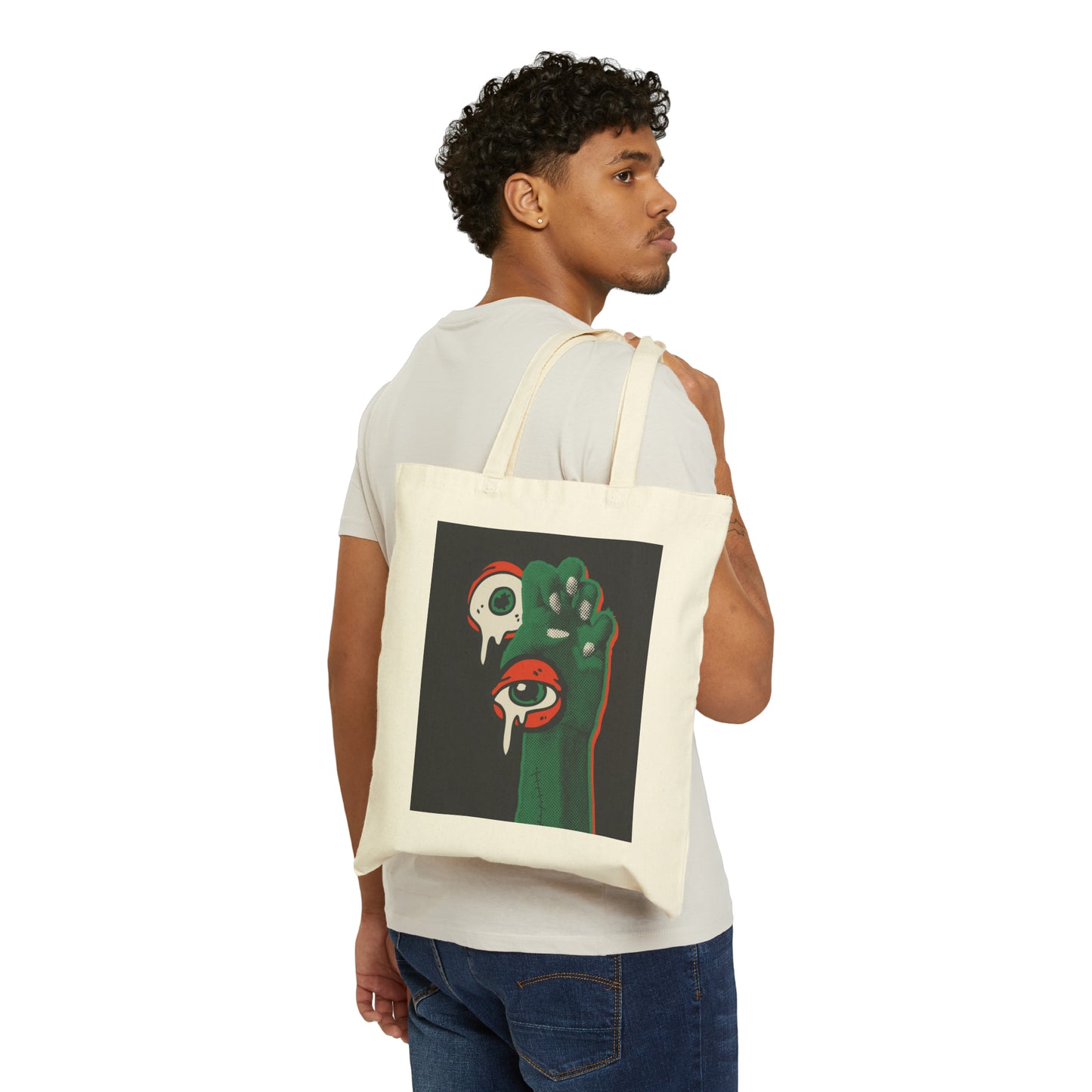 Cotton Canvas Tote Bag | Creepy Eyes - Ribooa