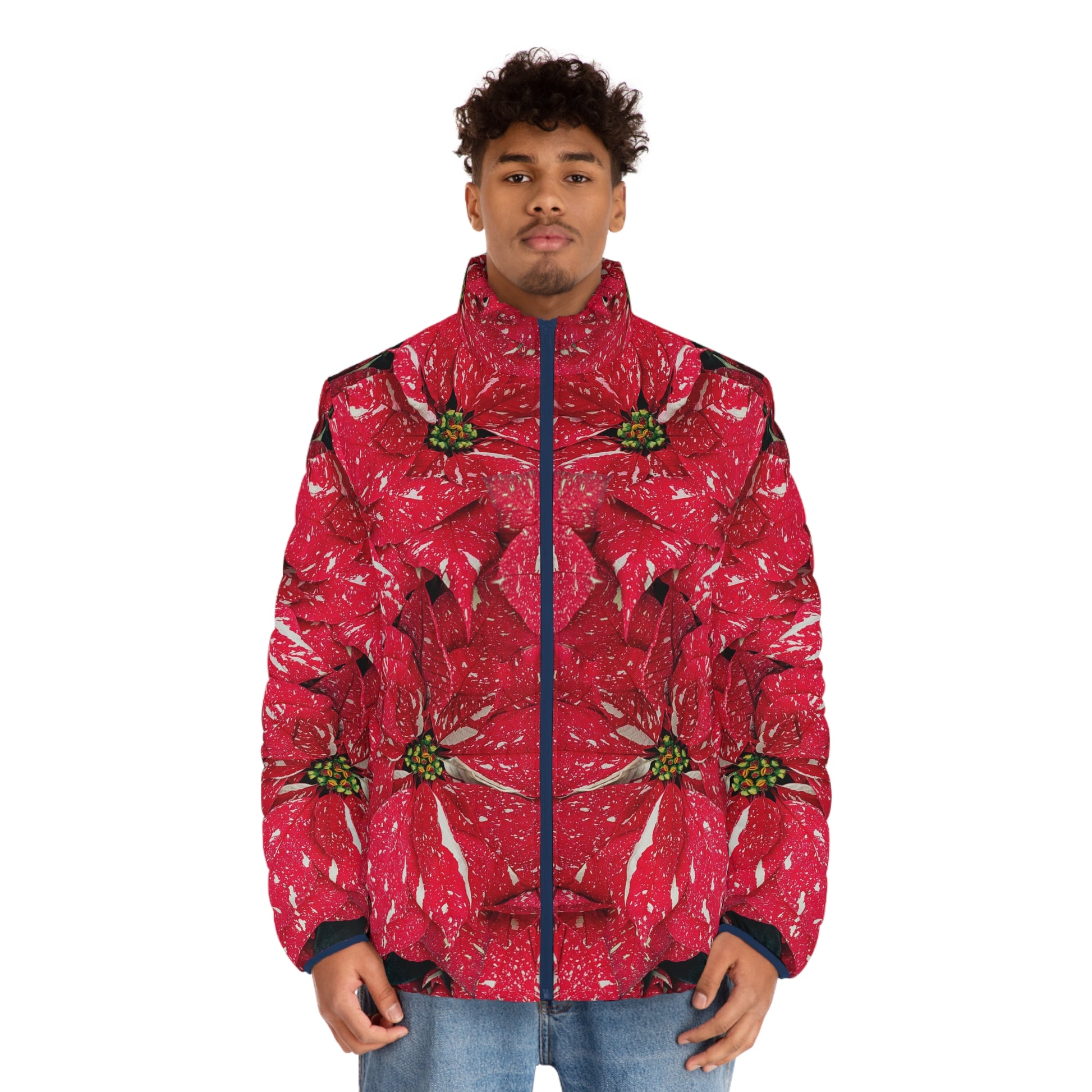 Puffer Jacket | Red Zebra Flowers