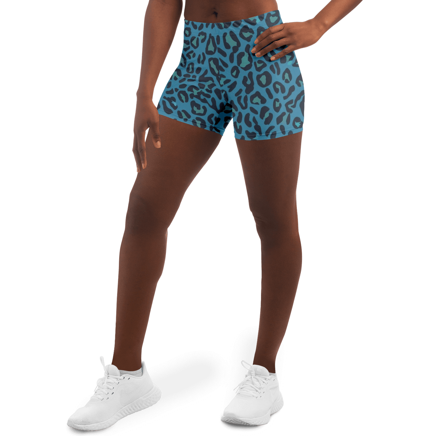 Blue Leopard Legging Shorts | HD Print