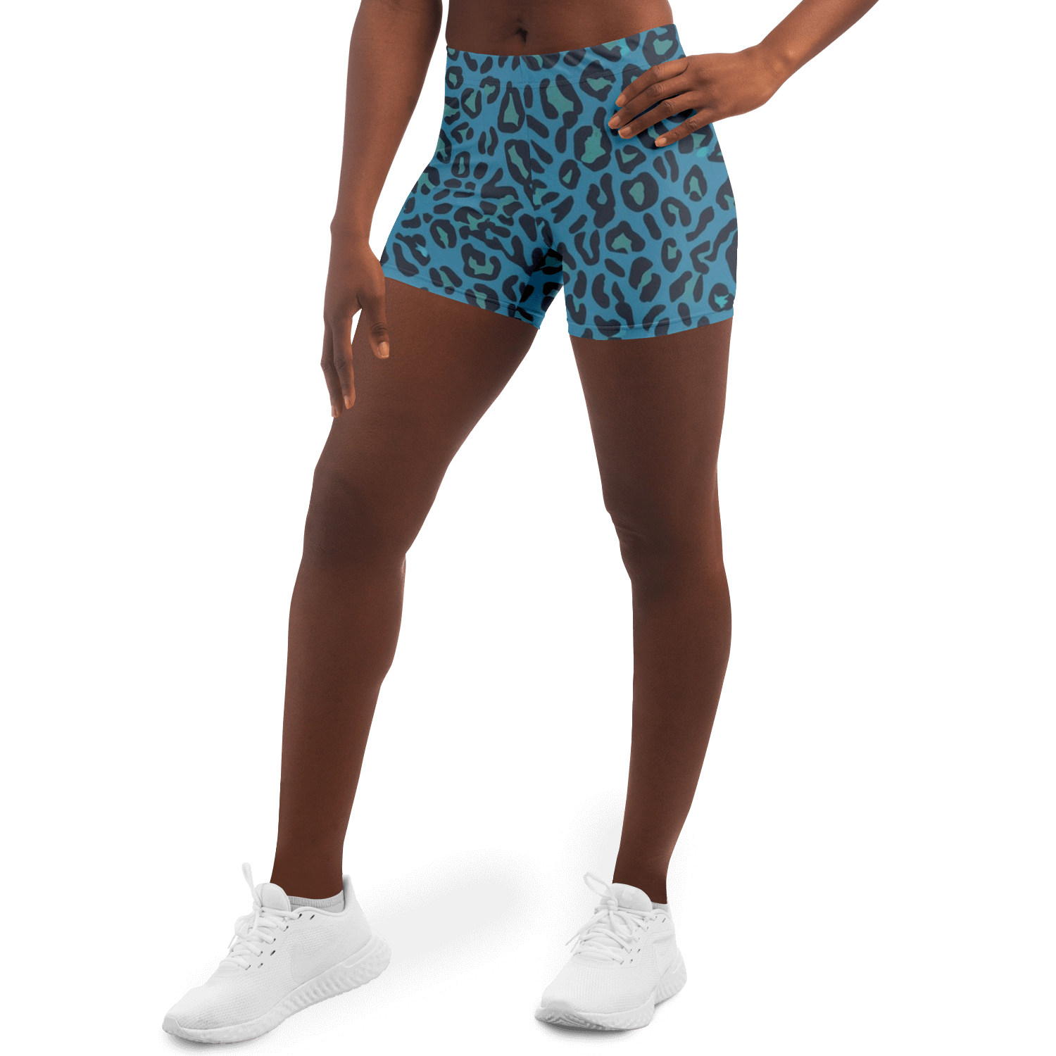 Blue Leopard Legging Shorts | HD Print