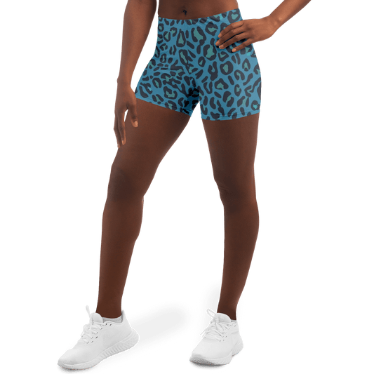 Blue Leopard Legging Shorts | HD Print