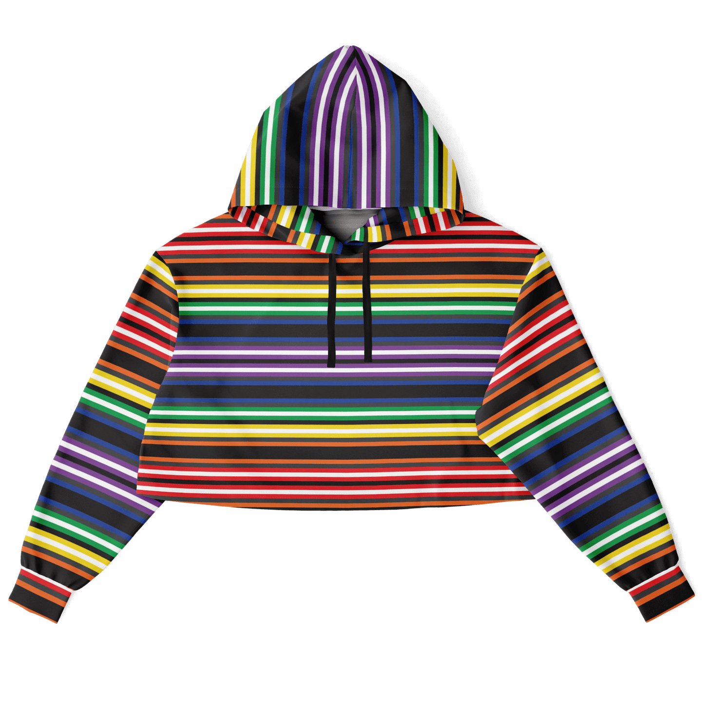 Cropped Hoodie | Rainbow Horizontal Stripes