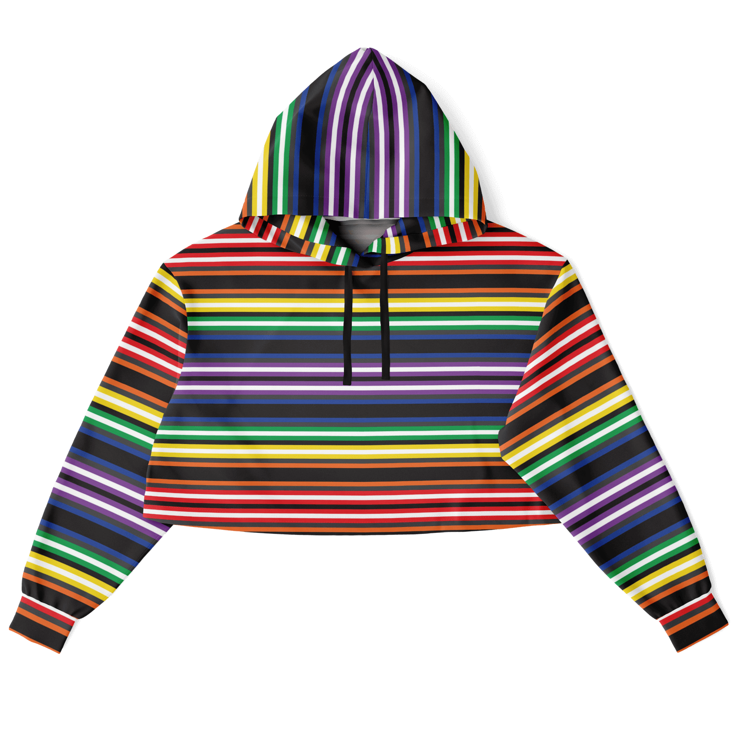 Cropped Hoodie | Rainbow Horizontal Stripes