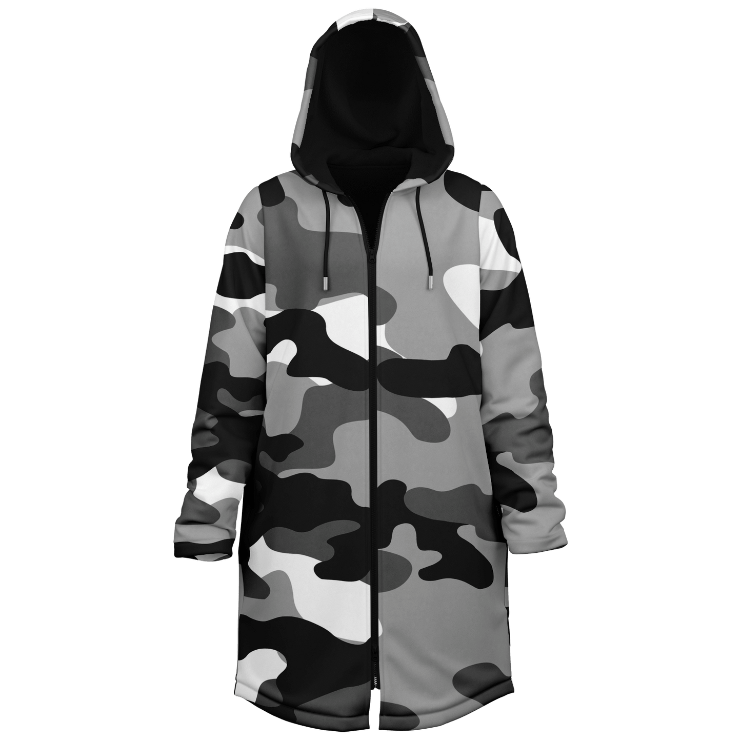 Gray Black & White Camo Cloak With a Zipper