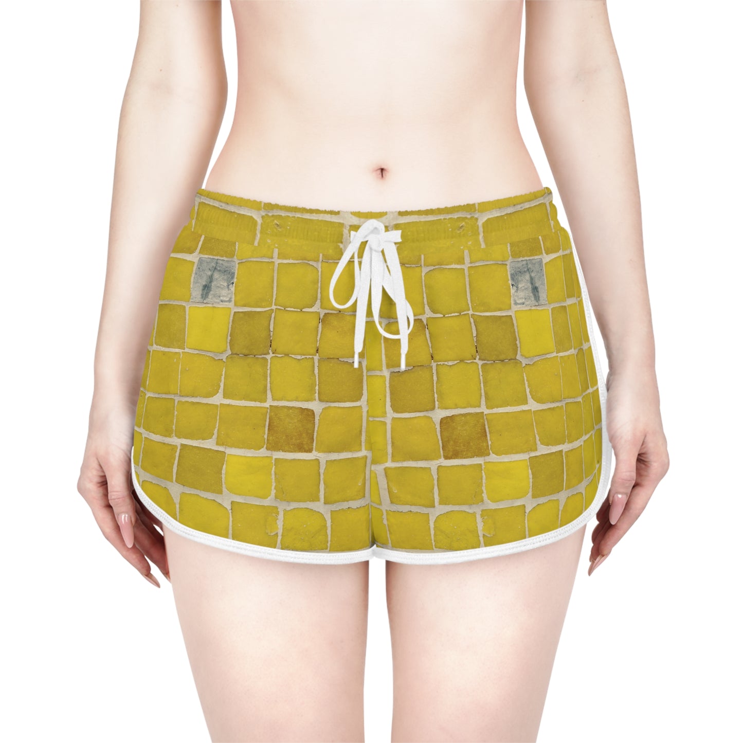 Relaxed Sports Shorts | Yellow Tiles - Ribooa