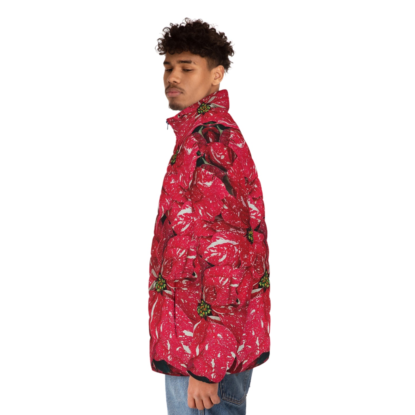 Puffer Jacket | Red Zebra Flowers