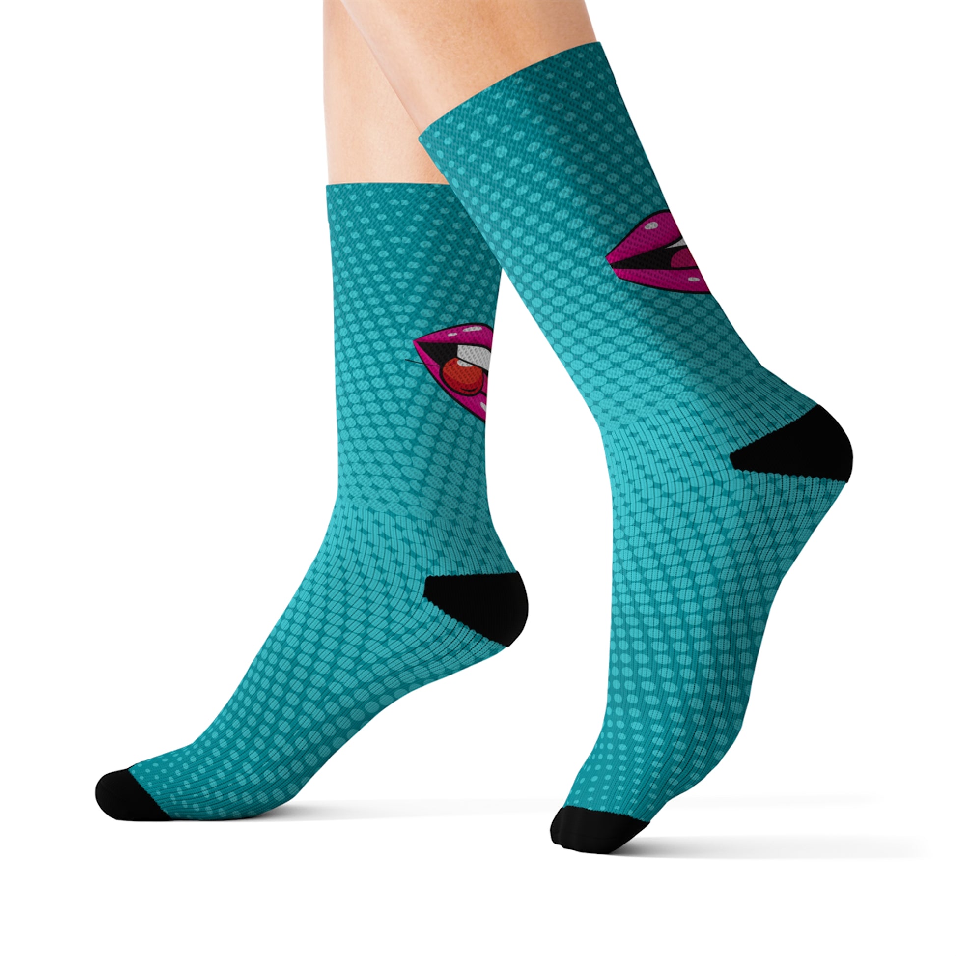 Sublimation Socks | Funky Lips | Gray - Ribooa